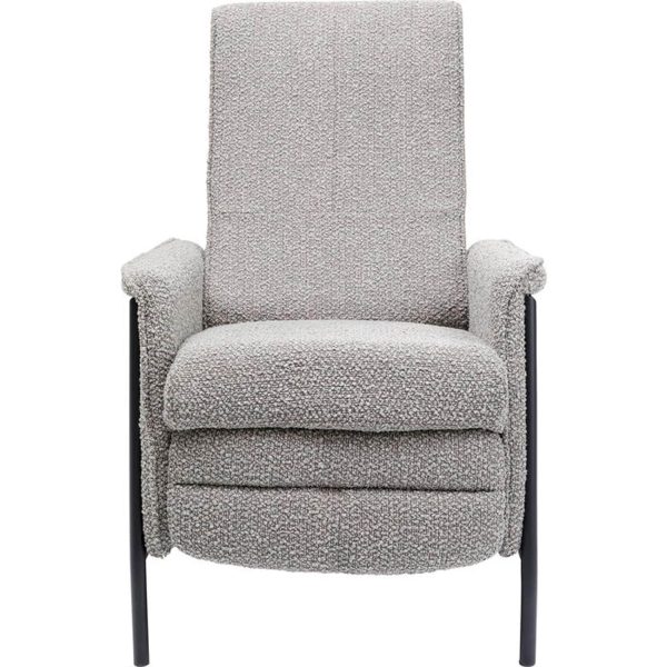 KARE DESIGN Lazy Grey lænestol, m. indbygget fodskammel - grå polyester og stål