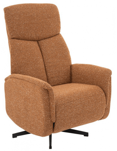 AARHUS Lænestol elektrisk med fodskammel i bouclé H114 cm - Sort/Koralrød