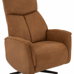 AARHUS Lænestol elektrisk med fodskammel i microfiber H114 cm - Sort/Cognac
