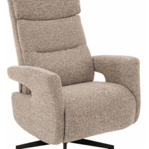 COPENHAGEN Lænestol med indbygget fodskammel og drejefod i bouclé H115 cm - Sort/Taupe