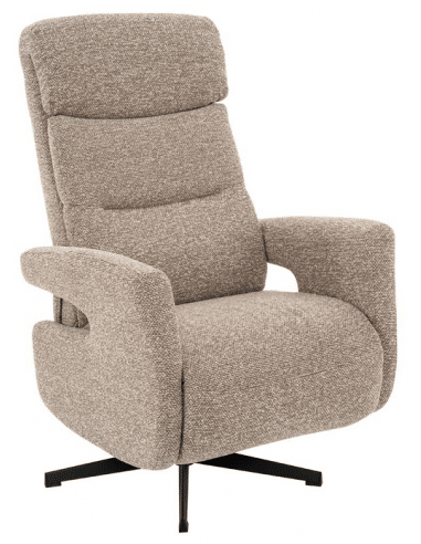 COPENHAGEN Lænestol med indbygget fodskammel og drejefod i bouclé H115 cm - Sort/Taupe