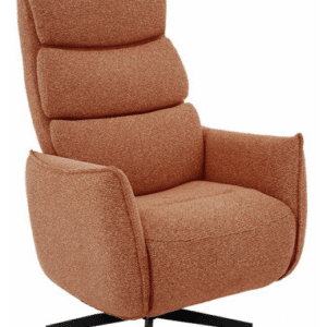 GOTEBORG Lænestol elektrisk med fodskammel i bouclé H118 cm - Sort/Koralrød