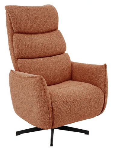 GOTEBORG Lænestol elektrisk med fodskammel i bouclé H118 cm - Sort/Koralrød