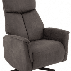 HELSINKI Lænestol med indbygget fodskammel og drejefod i microfiber H114 cm - Sort/Antracit