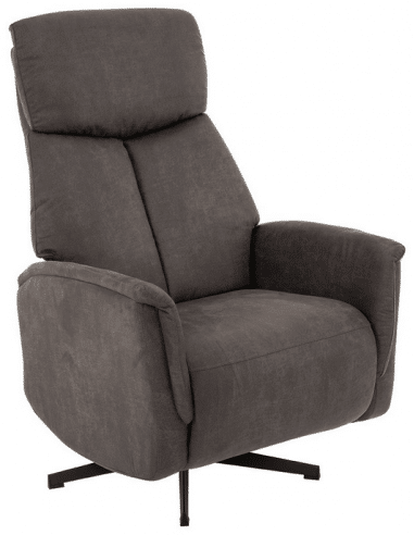HELSINKI Lænestol med indbygget fodskammel og drejefod i microfiber H114 cm - Sort/Antracit