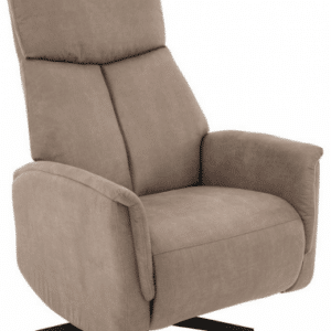 HELSINKI Lænestol med indbygget fodskammel og drejefod i microfiber H114 cm - Sort/Taupe