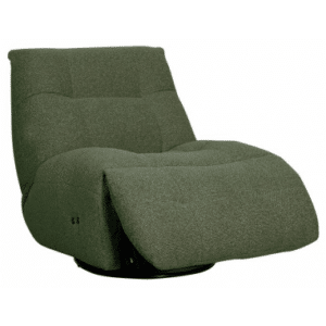 RELAX Lænestol elektrisk med fodskammel i bouclé H95 cm - Sort/Skovgrøn