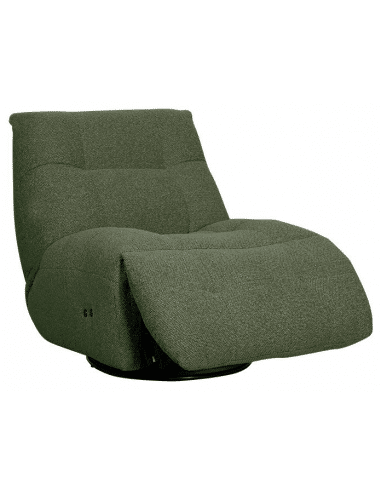 RELAX Lænestol elektrisk med fodskammel i bouclé H95 cm - Sort/Skovgrøn