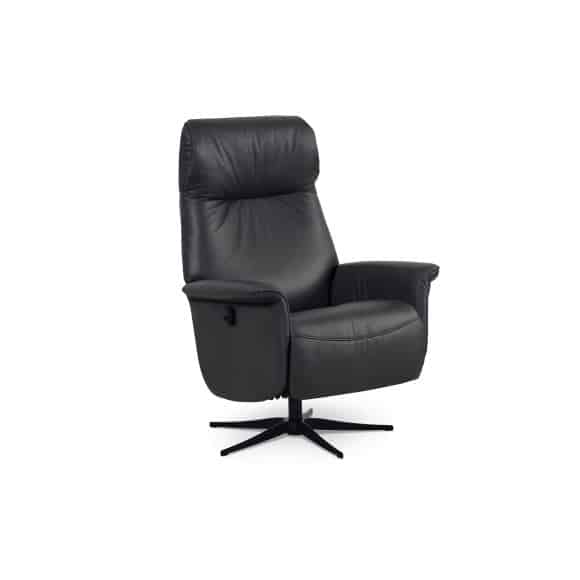 Tristan recliner stol, manuel, m. vippefunktion, fodskammel og armlæn - sort læder/PVC